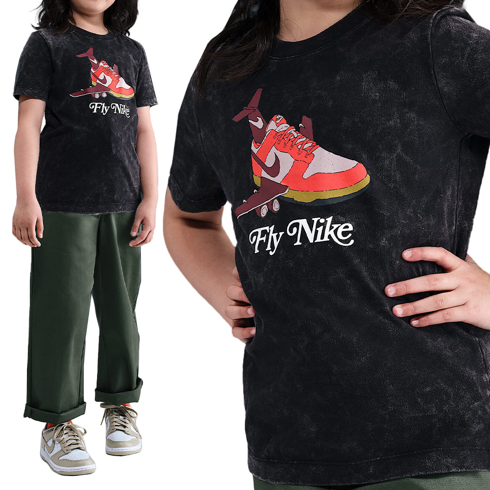 Nike K Nsw Tee Fly Dunk 大童 黑色 棉質 印花 運動 休閒 短袖 HV5208-010