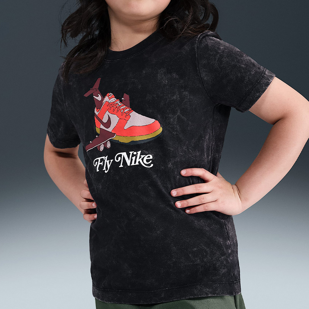 Nike K Nsw Tee Fly Dunk 大童 黑色 棉質 印花 運動 休閒 短袖 HV5208-010