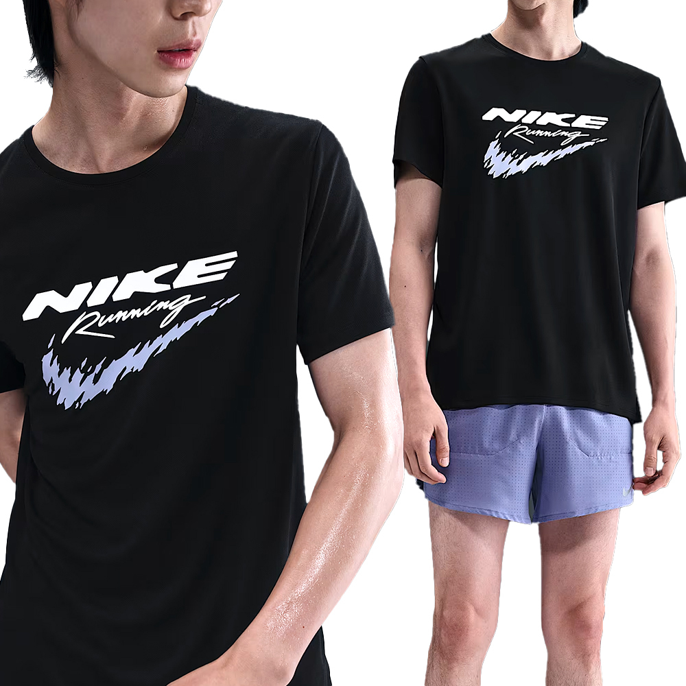 Nike As M Nk Df Uv Rn Enrgy Miler S 男款 黑色 吸濕排汗 短袖 HV2136-010