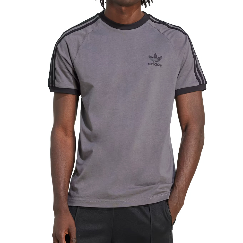 Adidas 3-Stripes Tee 男款 灰黑色 修身 圓領 棉質 T恤 休閒 短袖 JY1373