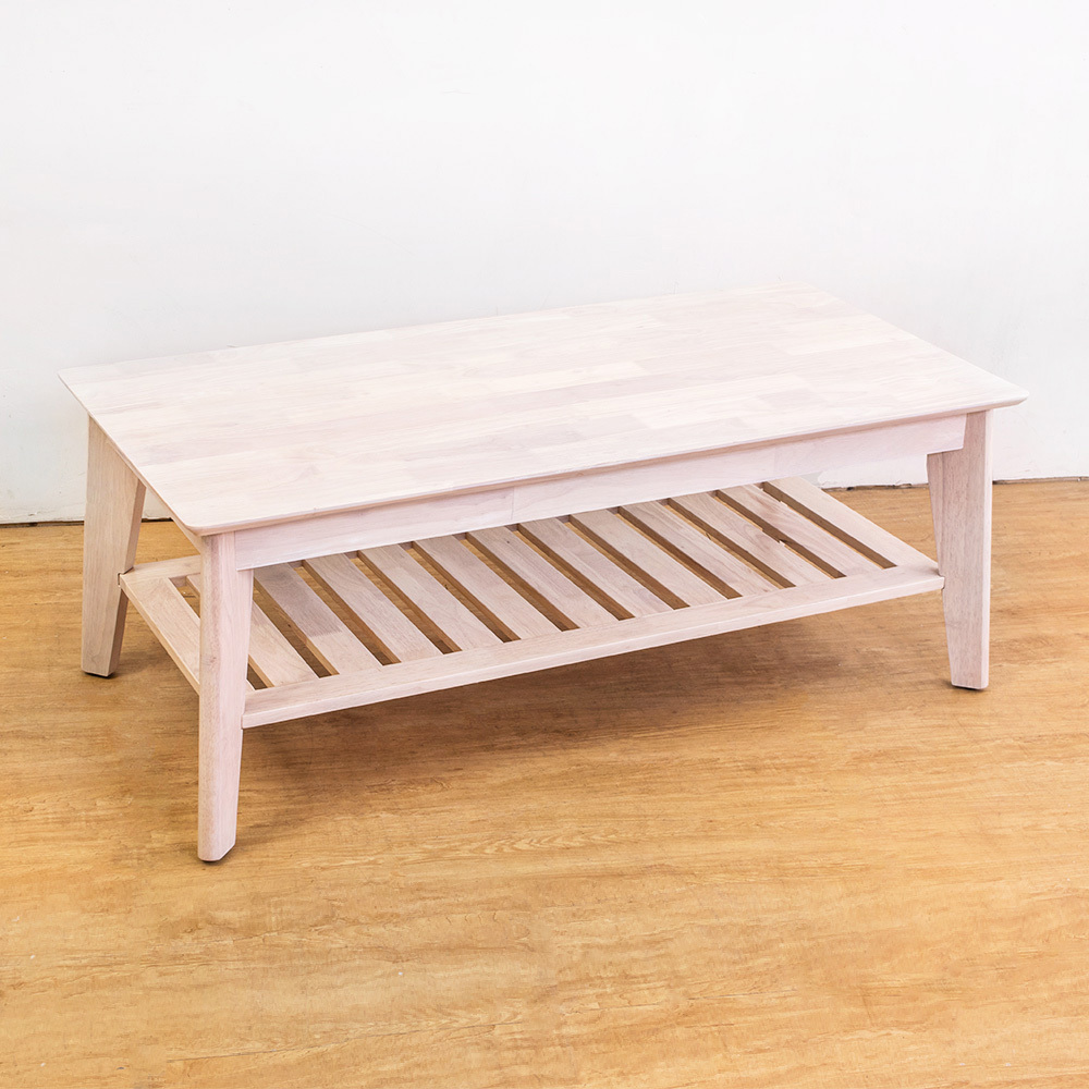 森克全實木大茶几(洗白色)