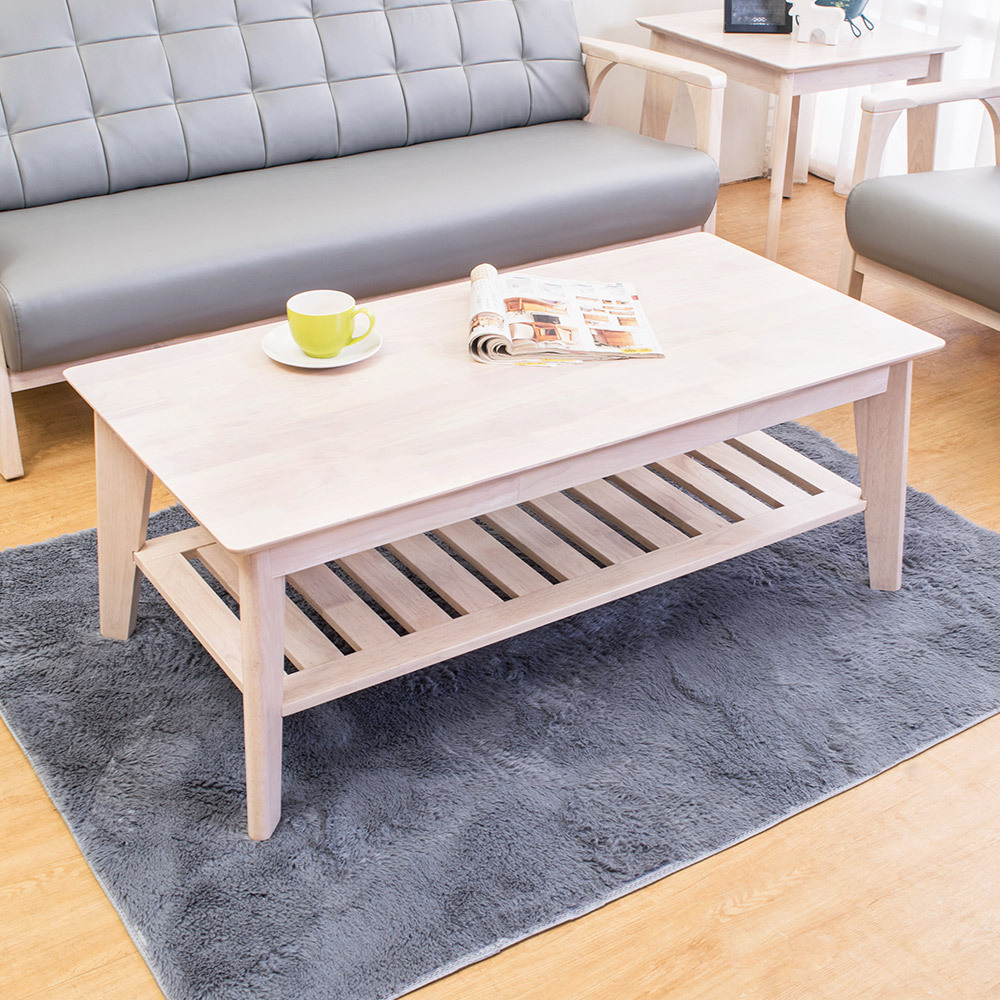 森克全實木大茶几(洗白色)