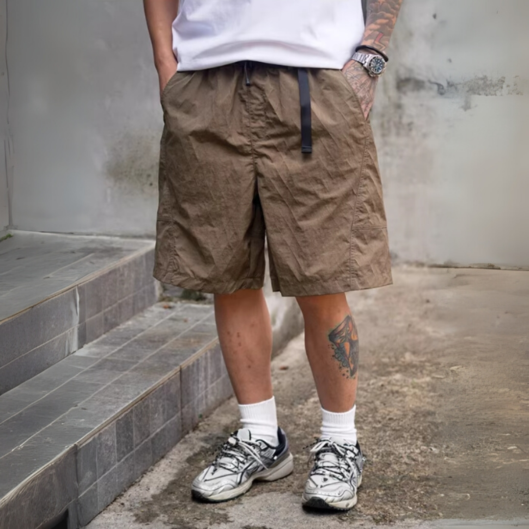 菱格紋理緹花五分休閒短褲