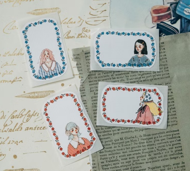 甜蜜生活．八角標籤貼紙 花朵框/格紋框 兩款