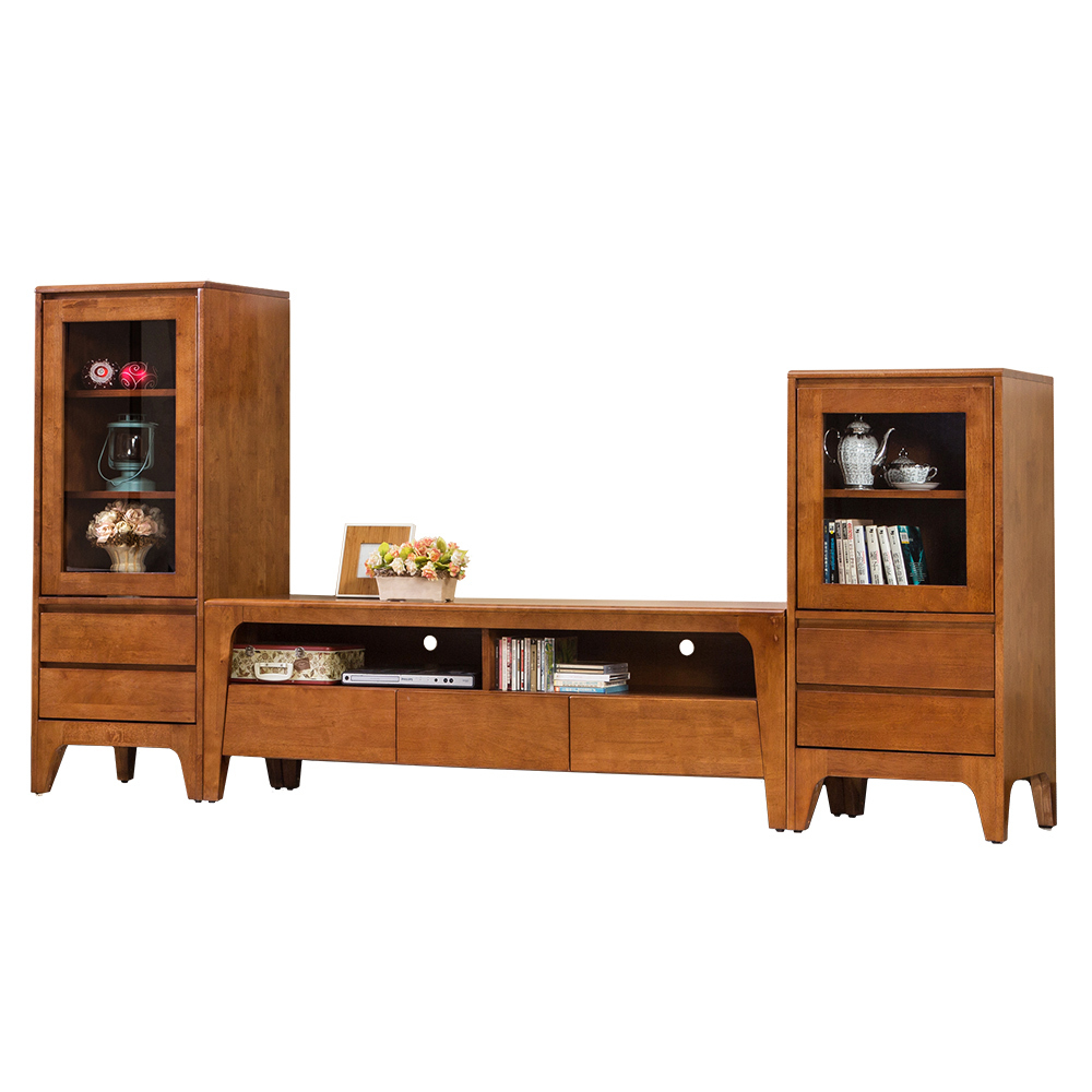 森克8.4尺全實木收納電視櫃組合(柚木色)