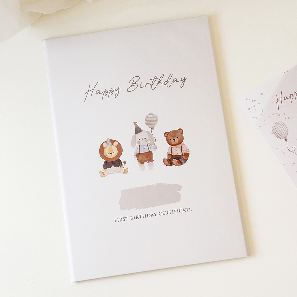 小動物公版插圖抓周證書 | 週歲 | 抓周儀式