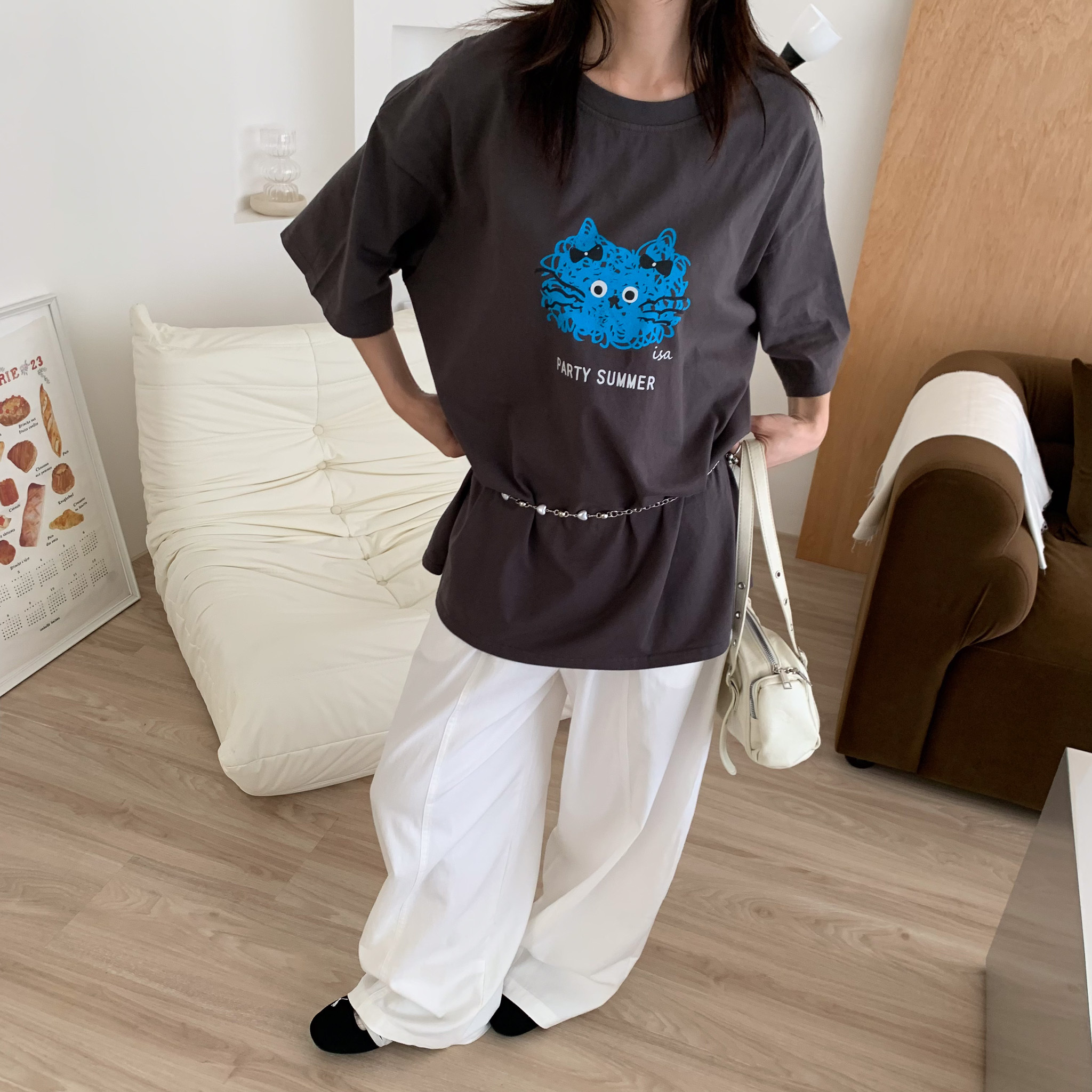 ISA_【ISA MADE】炸毛捲捲貓! 手繪插畫大TEE_58012