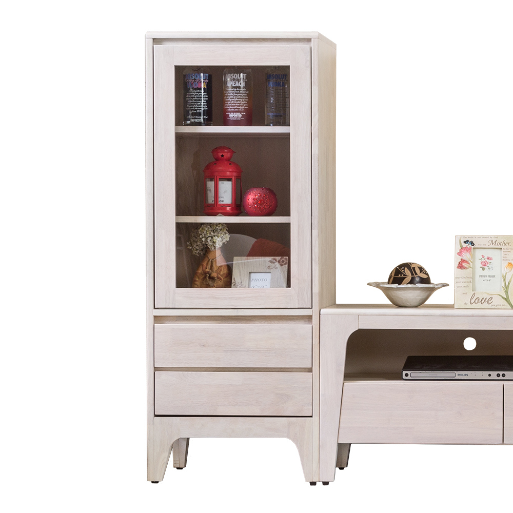 森克1.7尺全實木展示櫃/收納櫃-(高櫃)(洗白色)