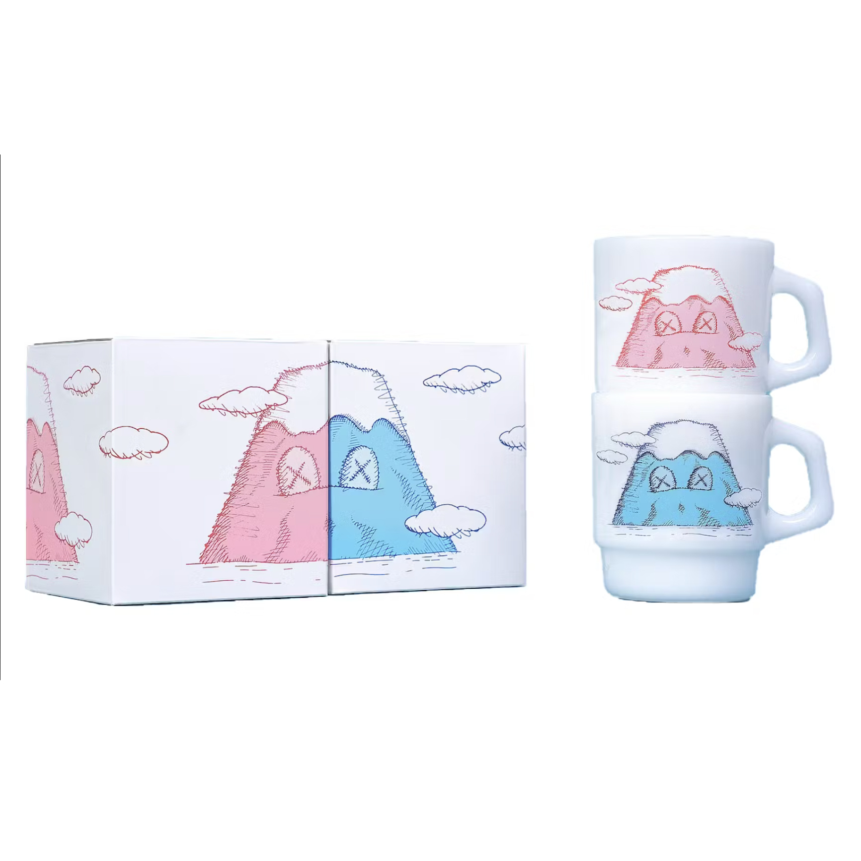 KAWS : HOLIDAY JAPAN MOUNT FUJI FIRE KING CERAMIC CUP (SET OF 2) 陶瓷 馬克杯 富士山KAWS