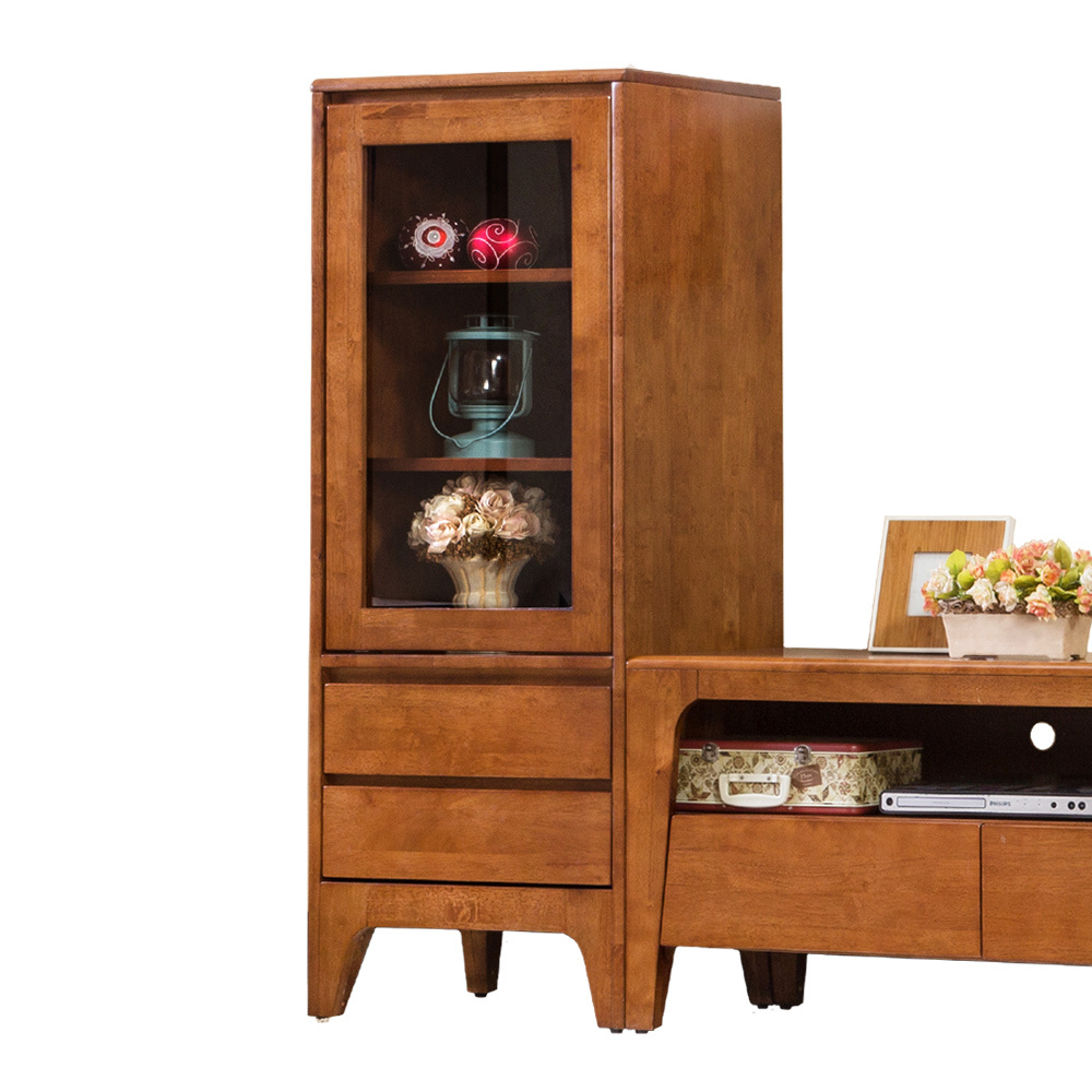 森克1.7尺全實木展示櫃/收納櫃-(高櫃)(柚木色)