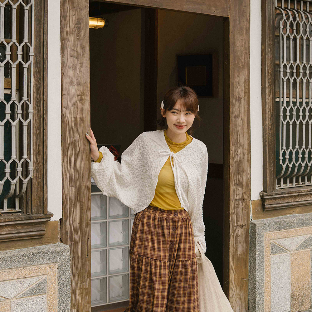 3D wrinkled texture long sleeve tie top, two colors available【02071654】in stock+pre-order