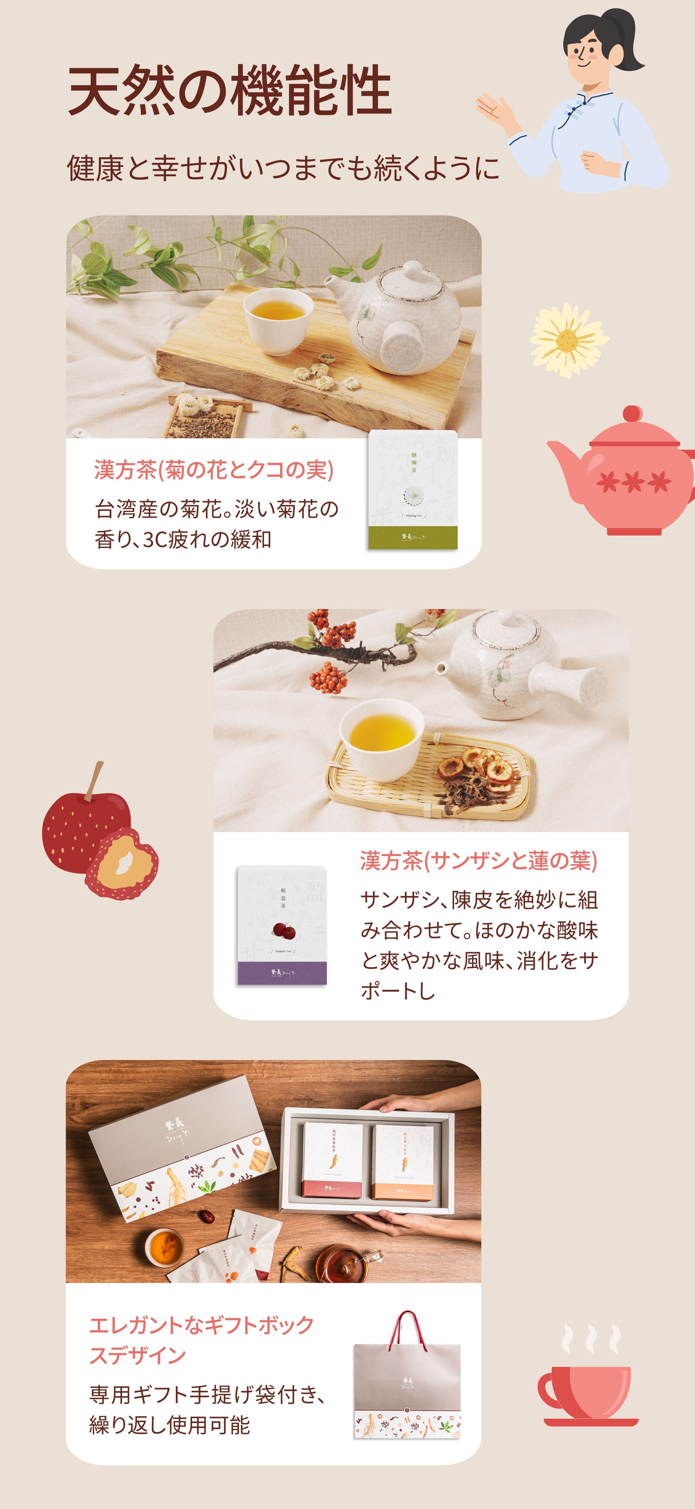 Dengyi 漢方茶ギフトセット 健康と幸せがいつまでも続くように
