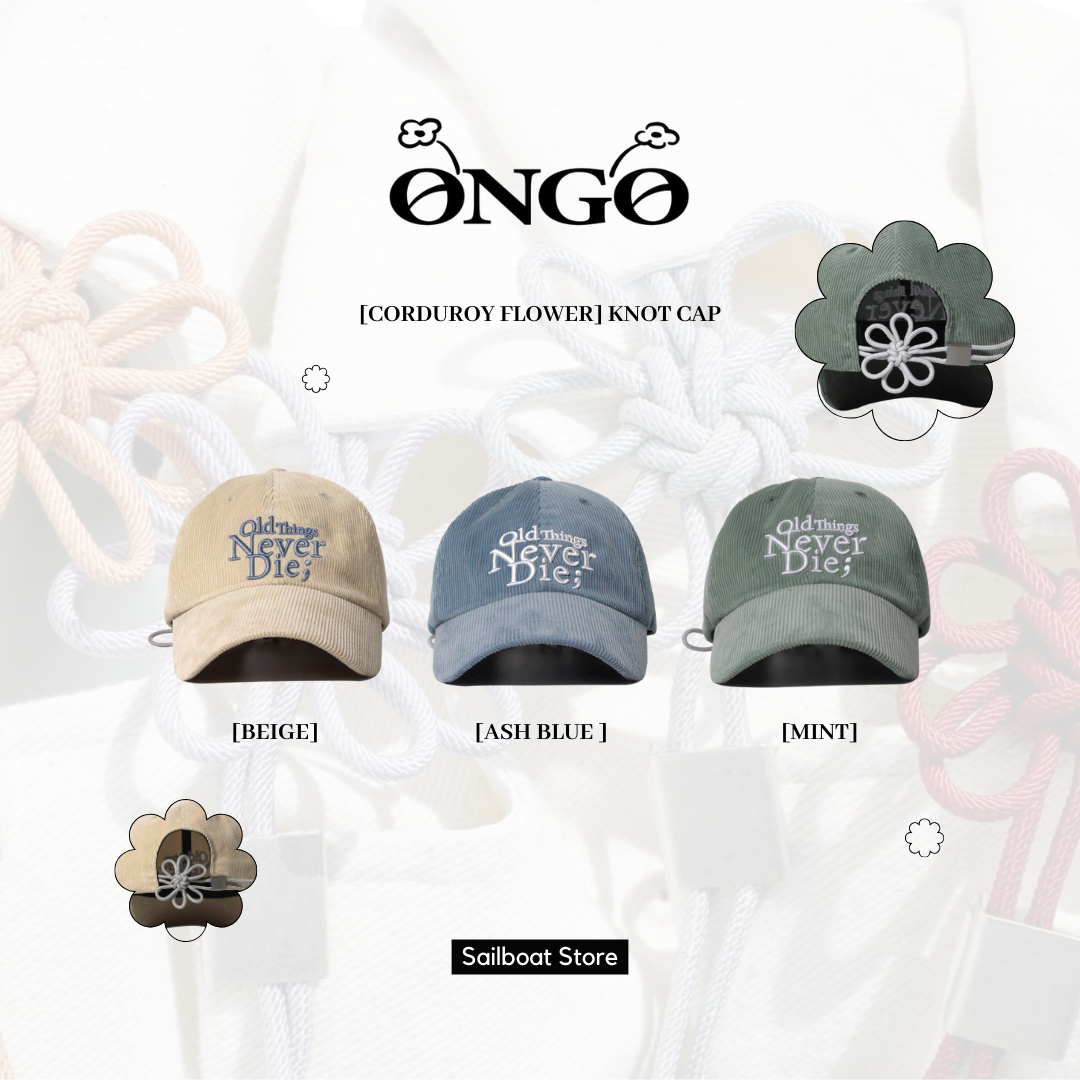 #現貨供應🇰🇷韓國 ONGO FLOWER KNOT CAP "燈芯絨" 花型綁帶 棒球帽 老帽