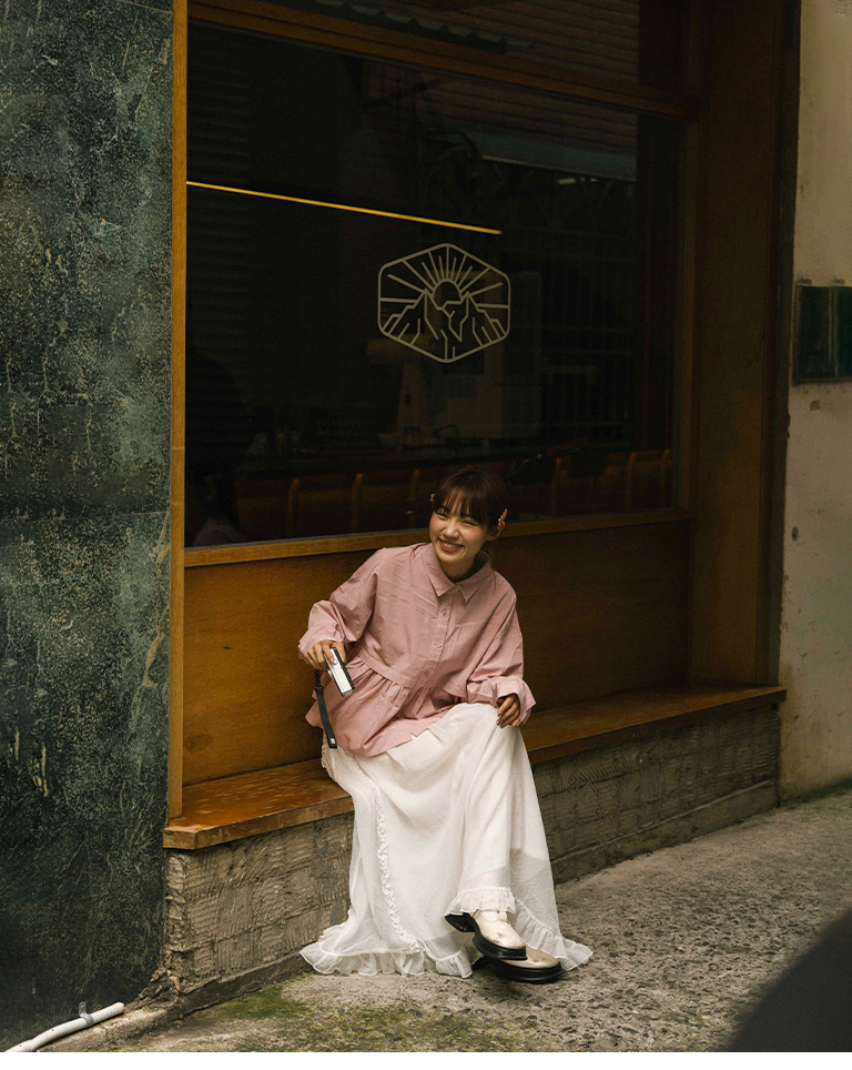 Spliced ??umbrella design long sleeve shirt, available in three colors【01025639】in stock+pre-order