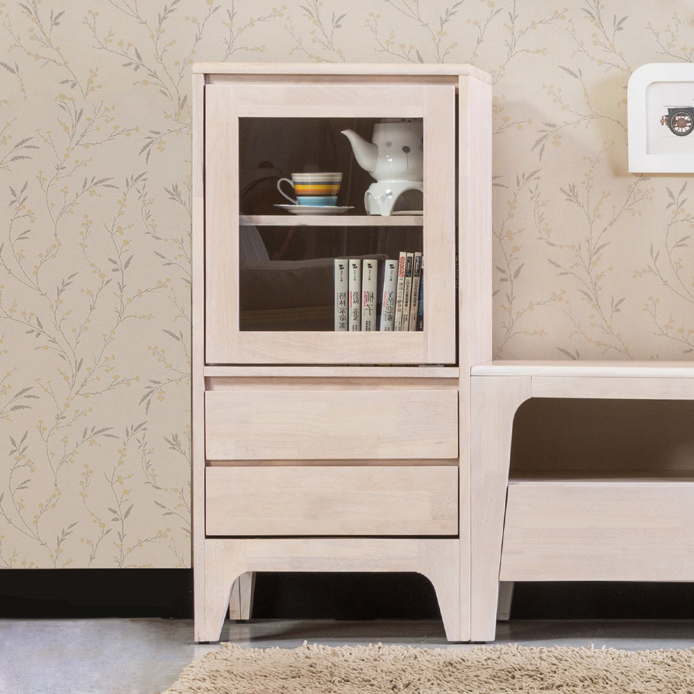 森克1.7尺全實木展示櫃/收納櫃-(低櫃)(洗白色)