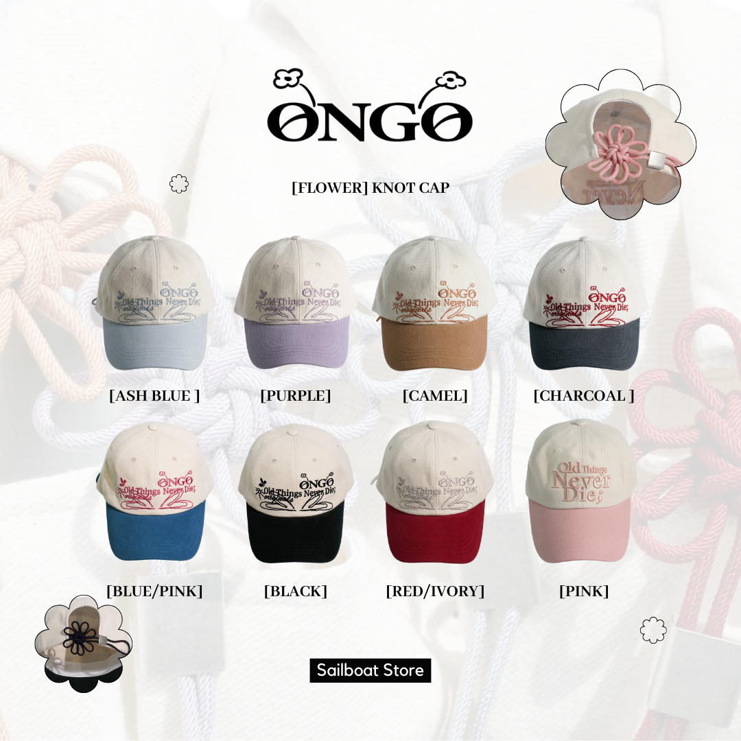 #現貨供應🇰🇷韓國 ONGO FLOWER KNOT CAP "撞色款" 花型綁帶 棒球帽 老帽