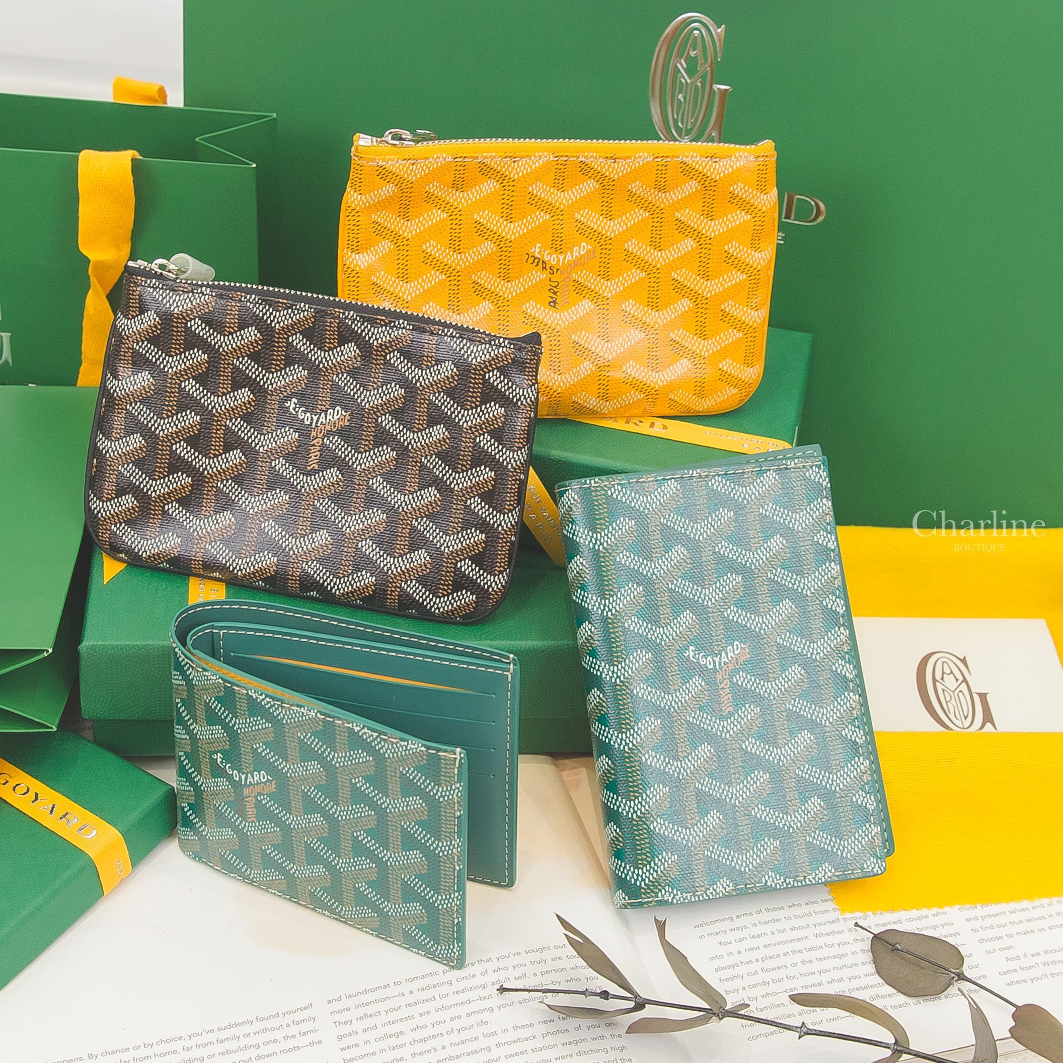 Goyard Grenelle 綠色護照夾,Goyard Victoire 綠色短夾,Goyard Sénat Mini Pouch 黑色零錢包,Goyard Sénat Mini Pouch 黃色零錢包-Charline Boutique 精品代購