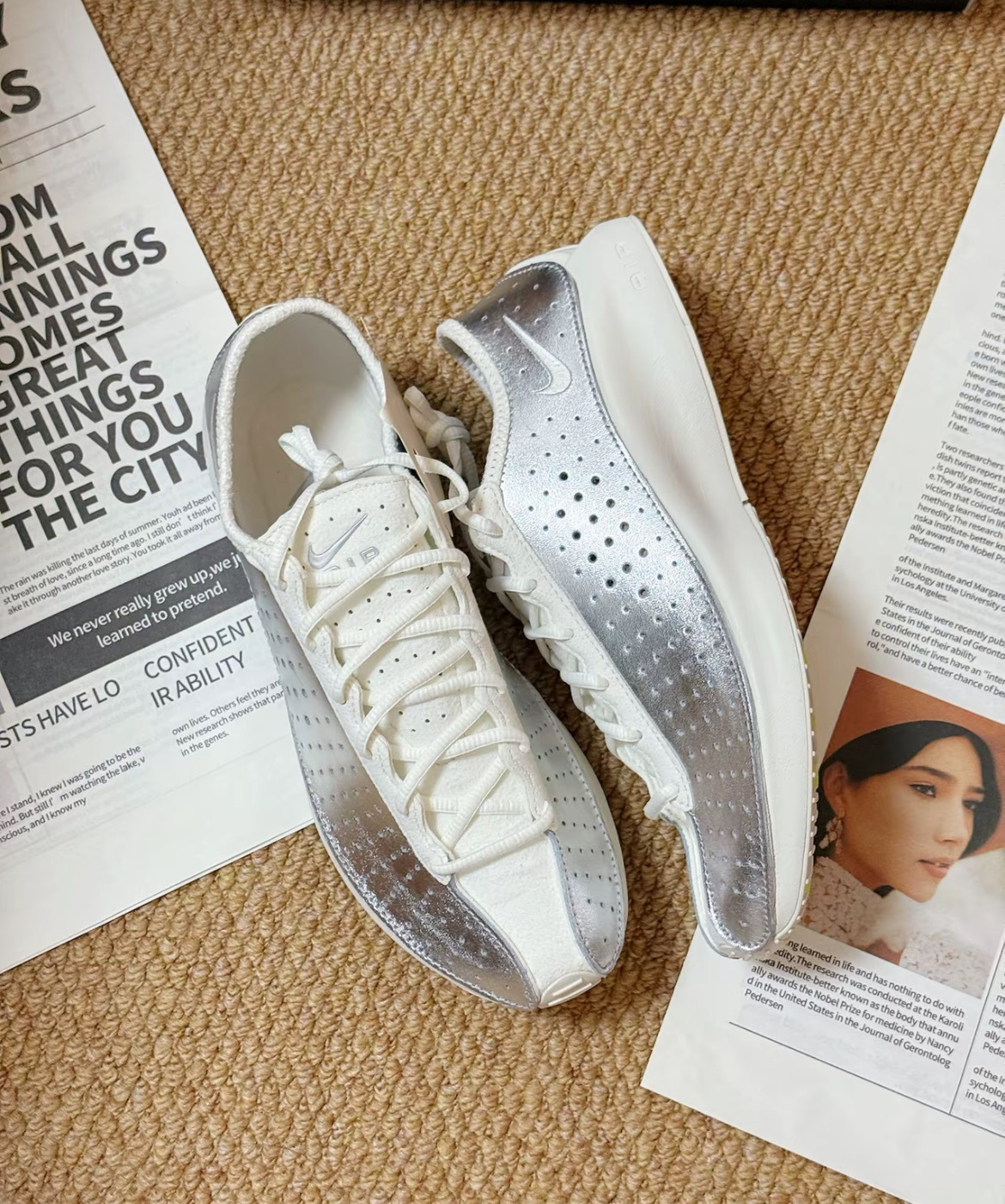 女鞋 NIKE W AIR SUPERFLY 金屬銀 皮革 麂皮 緩震 休閒 運動鞋【IB5824-100】