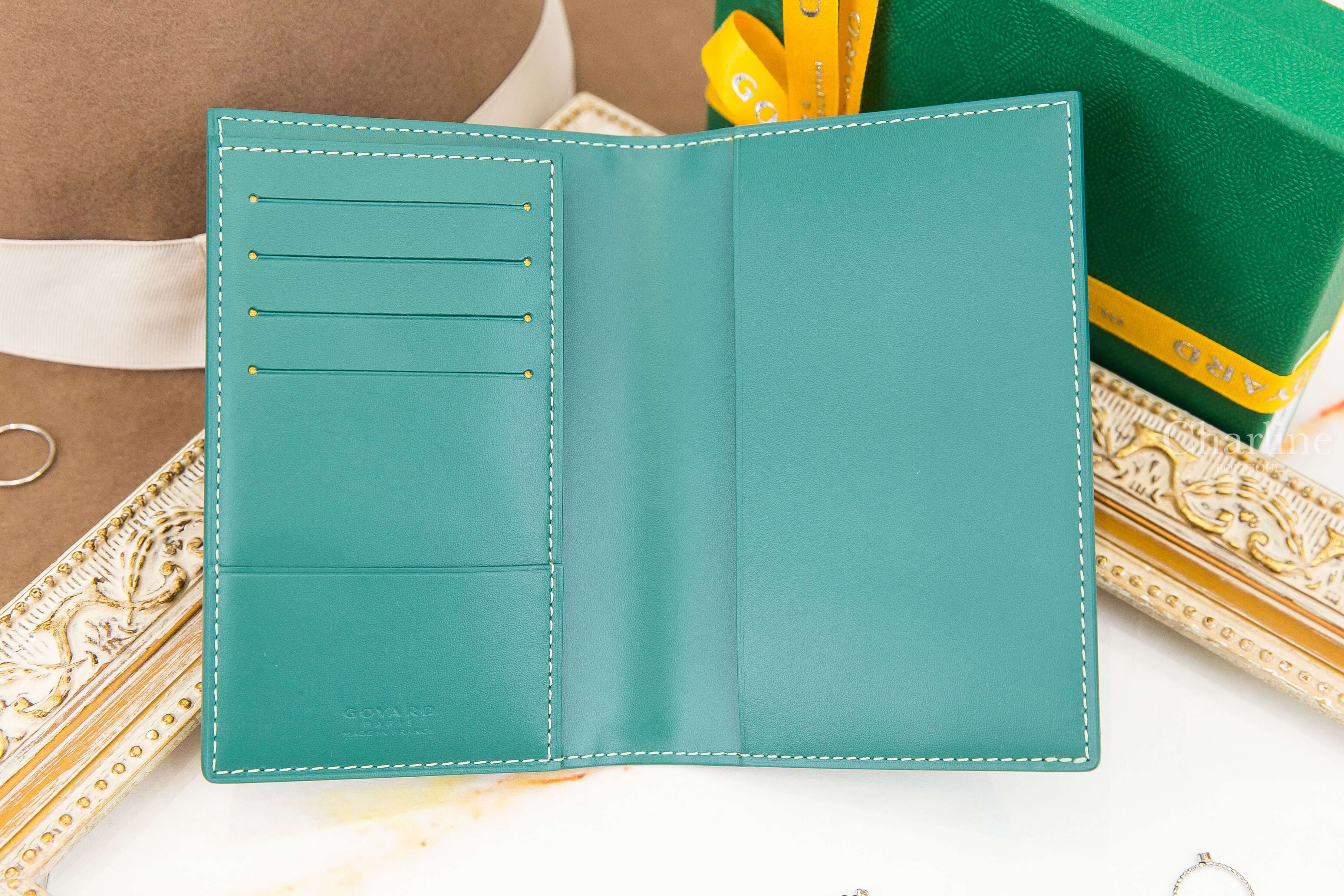 Goyard Grenelle Passport Cover 綠色小牛皮拼黃色夾層內裡護照夾-Charline Boutique 精品代購