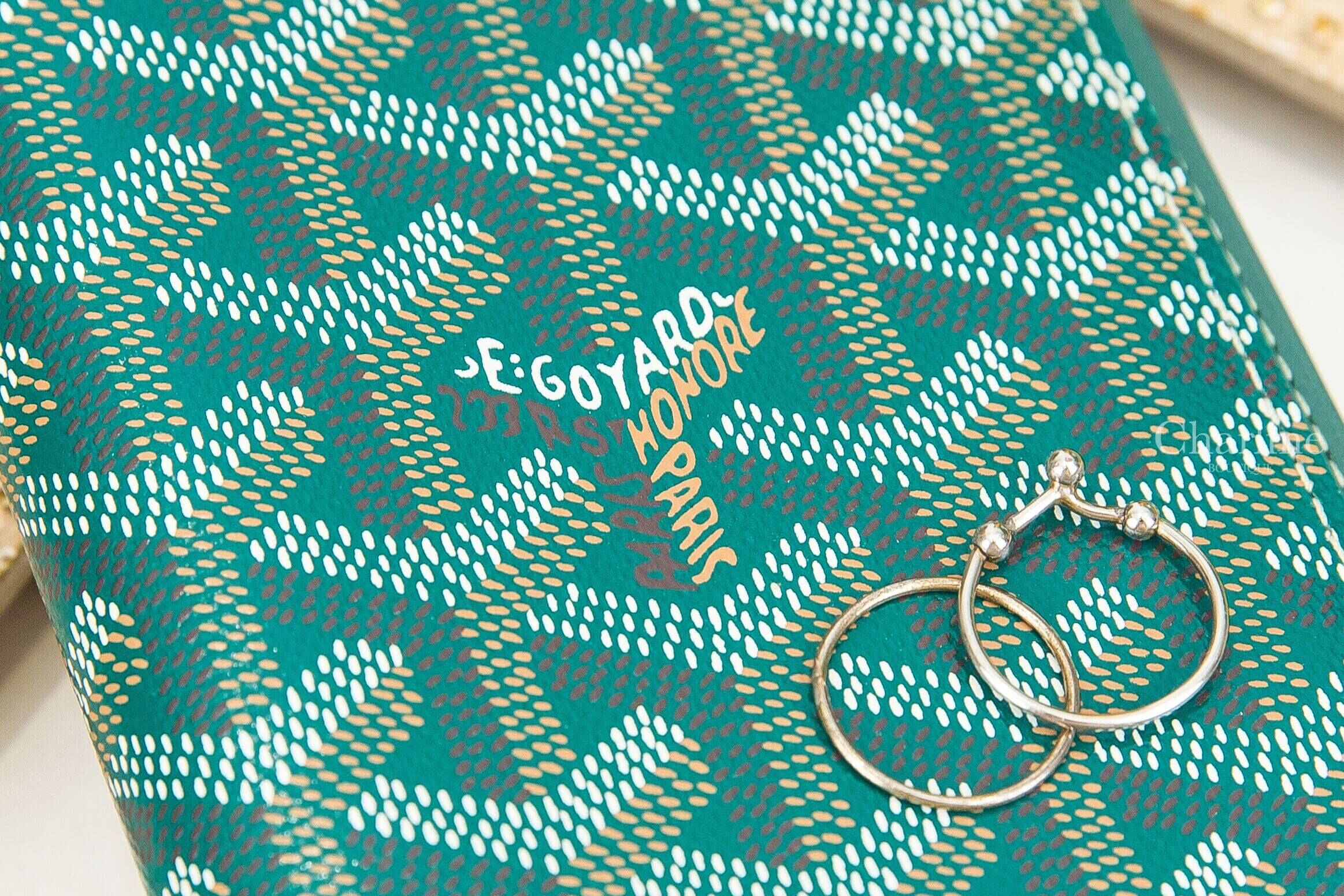 Goyard Grenelle Passport Cover 綠色小牛皮拼黃色夾層內裡護照夾