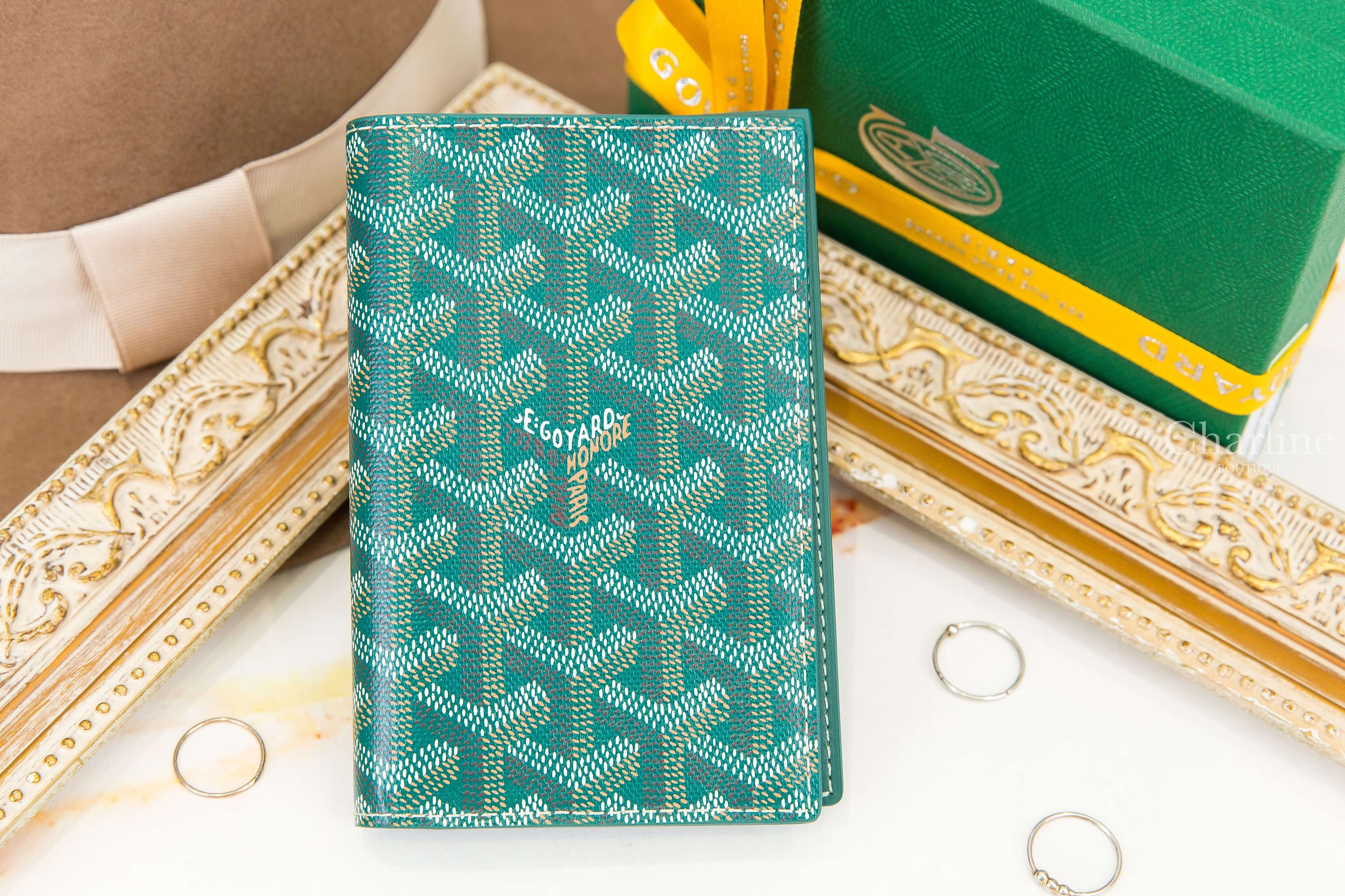 Goyard Grenelle Passport Cover 綠色小牛皮拼黃色夾層內裡護照夾