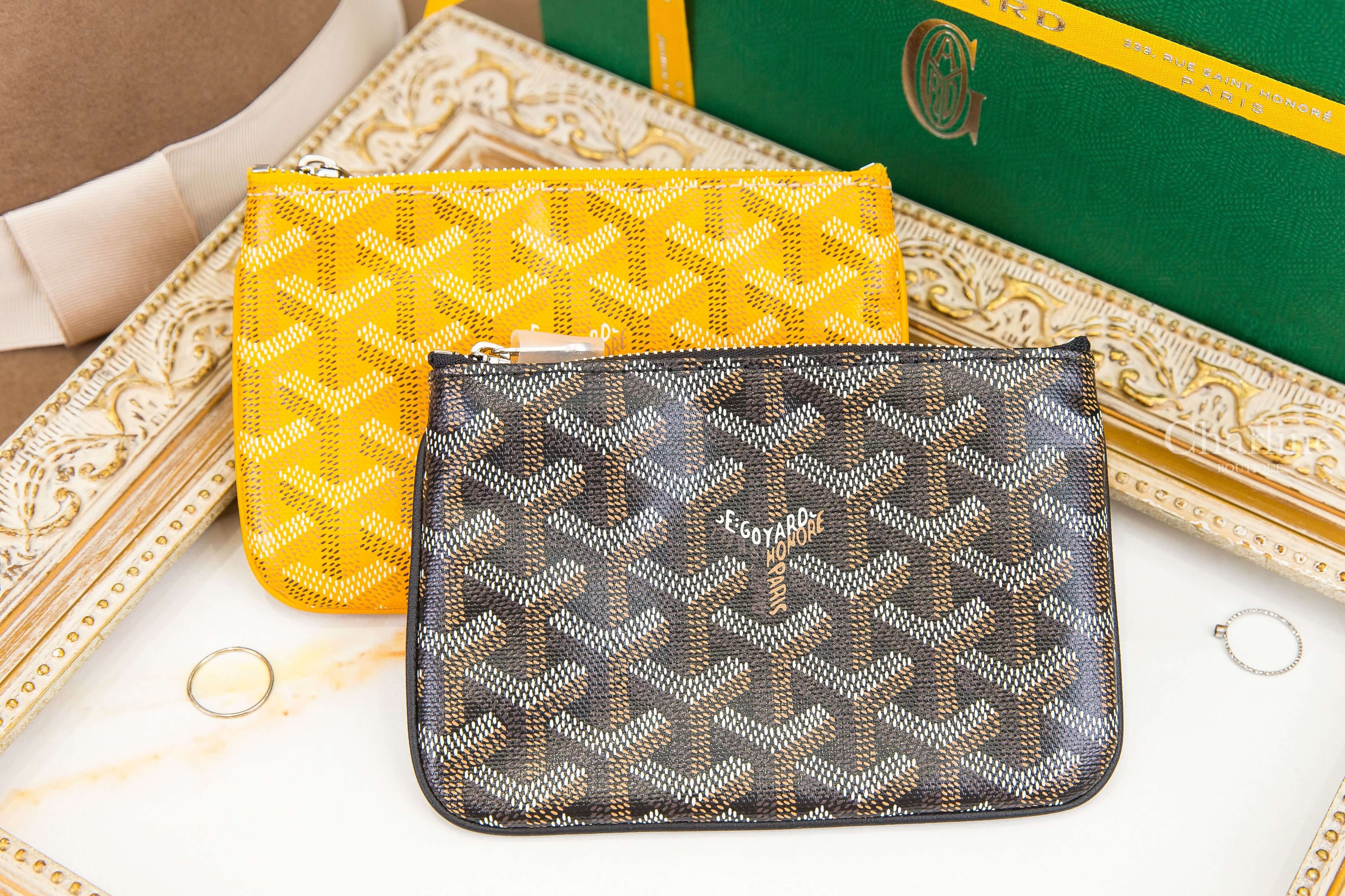 Goyard Sénat Mini Pouch 黑色迷你小牛皮黃色內裡銀色拉鍊零錢包,Goyard Sénat Mini Pouch 黃色迷你小牛皮黃色內裡銀色拉鍊零錢包-Charline Boutique 精品代購