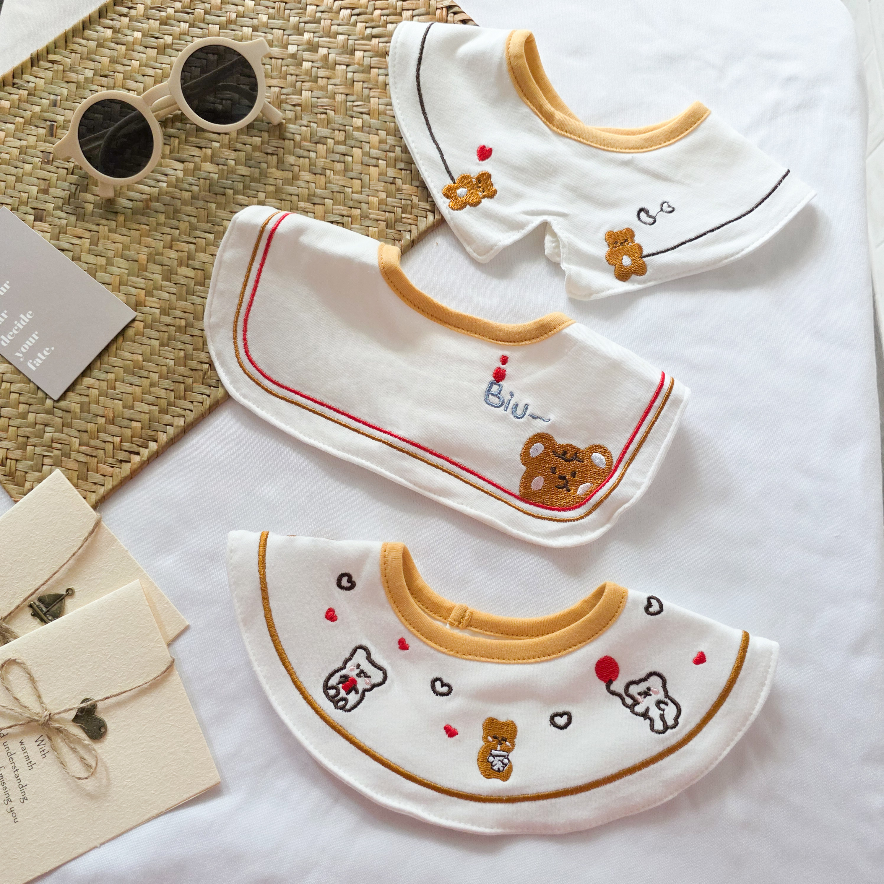 [三件組] 愛心小熊隊-純棉口水巾/圍兜