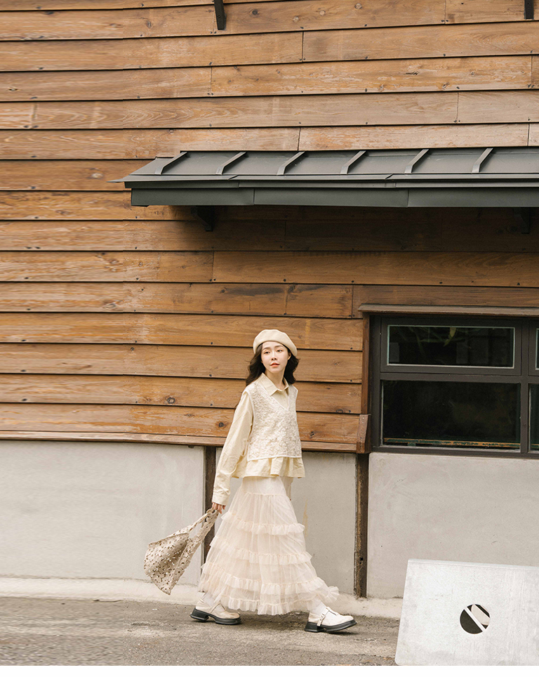 Multi-layered lotus leaf chiffon cake dress three colors for sale【03021639】in stock+pre-order