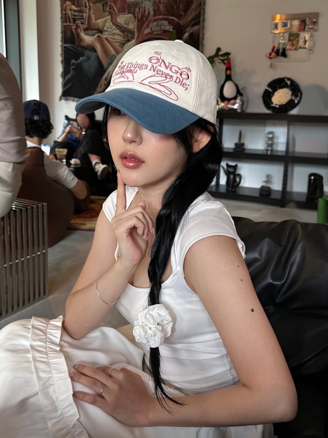 #現貨供應🇰🇷韓國 ONGO FLOWER KNOT CAP "撞色款" 花型綁帶 棒球帽 老帽