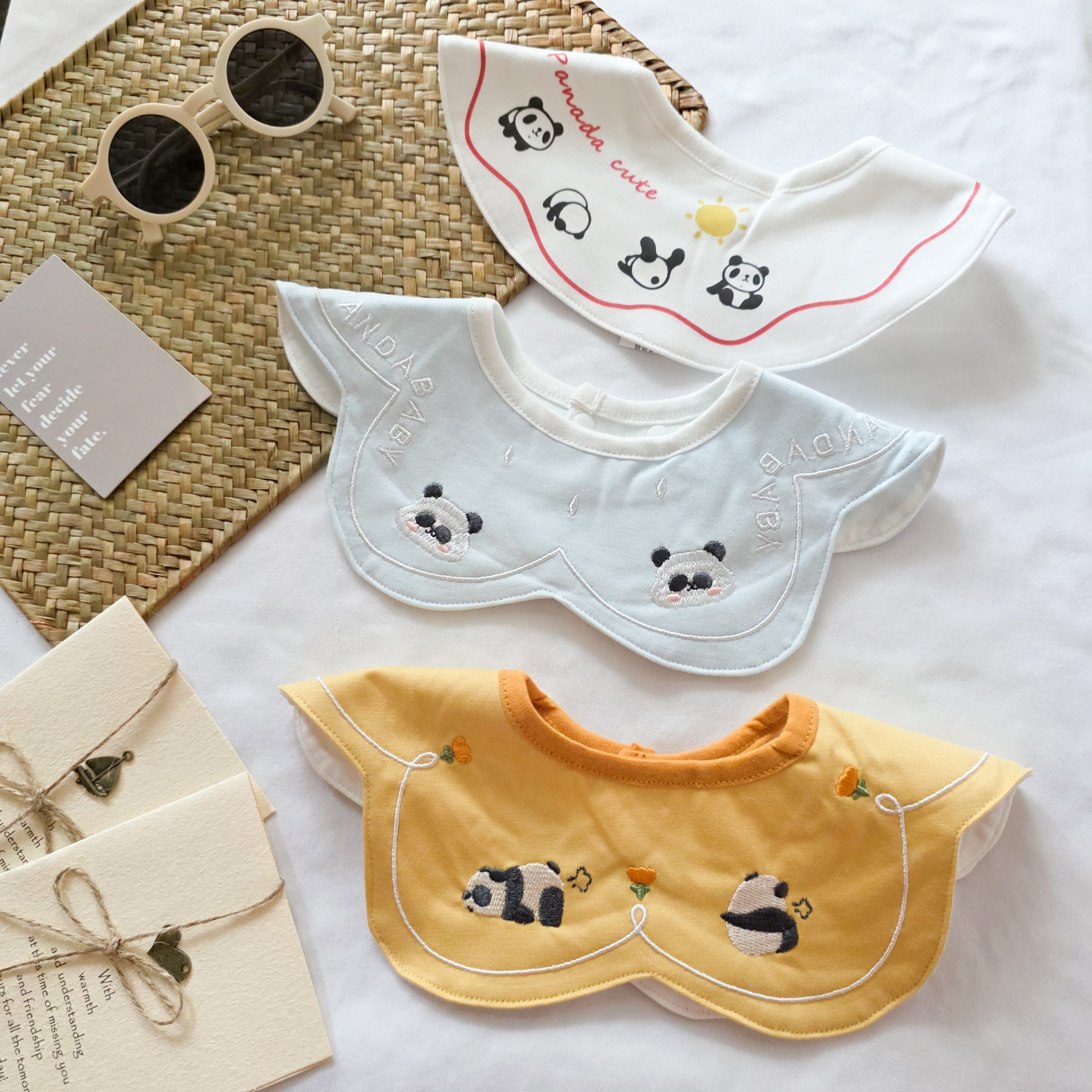 [三件組] 可愛小熊貓-純棉口水巾/圍兜
