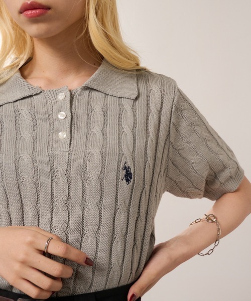 日本🇯🇵連線 U.S. POLO ASSN. 復古學院風針織Polo衫 纜繩針織 刺繡 復古 學院風 休閒 6色(任買兩件711免運)/預購