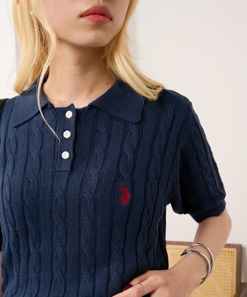 日本🇯🇵連線 U.S. POLO ASSN. 復古學院風針織Polo衫 纜繩針織 刺繡 復古 學院風 休閒 6色(任買兩件711免運)/預購