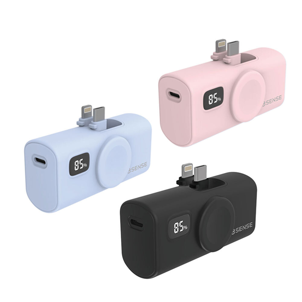 Esense雙插頭口袋快充行動電源 (藍/粉/黑) 蘋果/安卓皆適用
