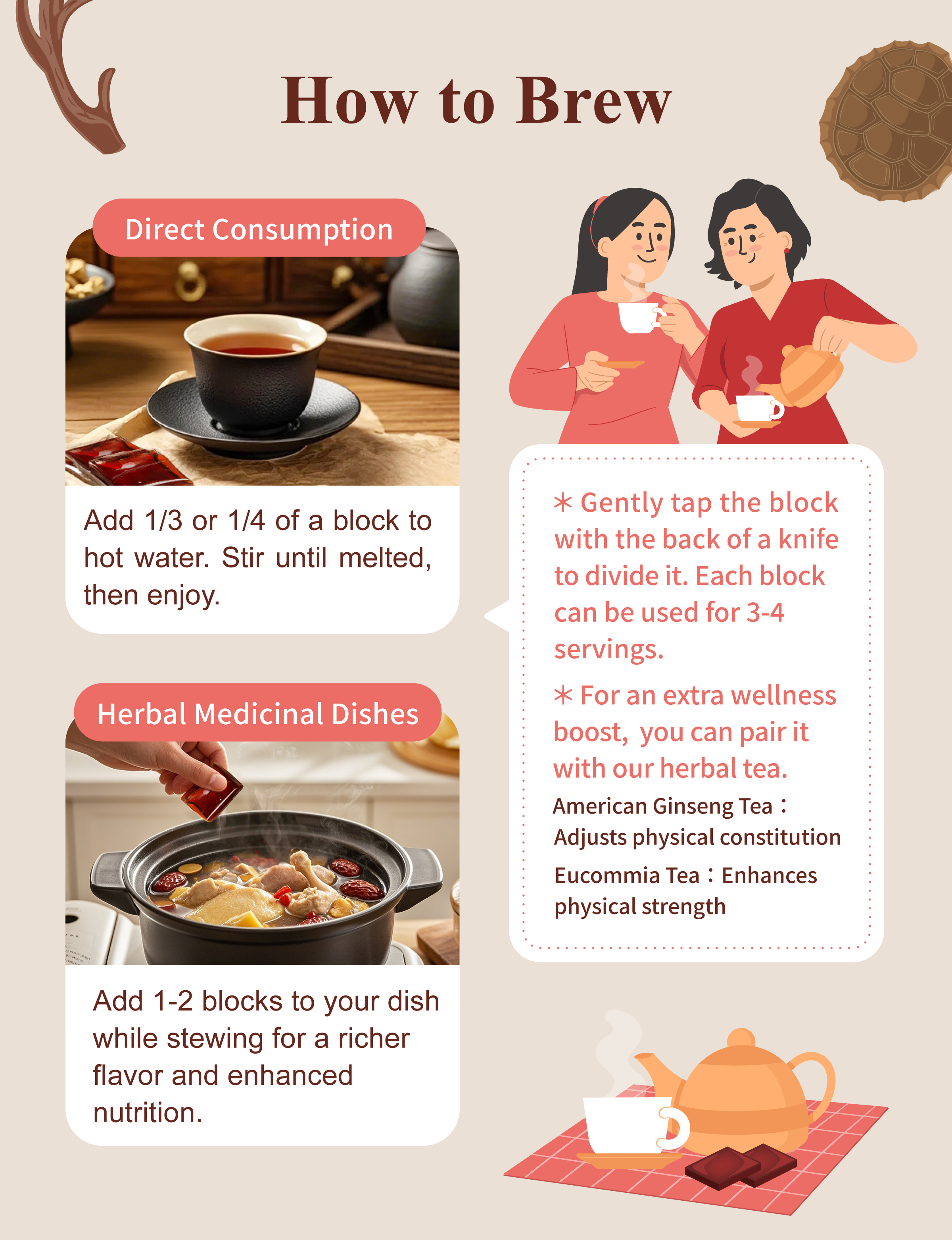 Dengyi Essence of Turtle Shell & Deer Antler Brewing Instructions