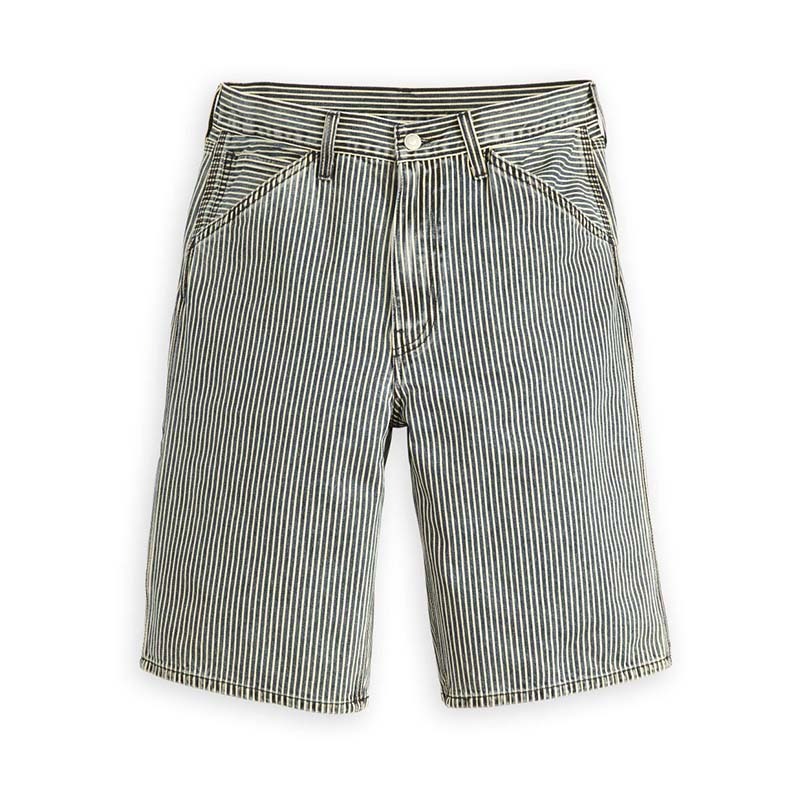 LEVIS 寬鬆工裝牛仔短褲 直條紋 黑白 工作褲 10423570 [台灣現貨]