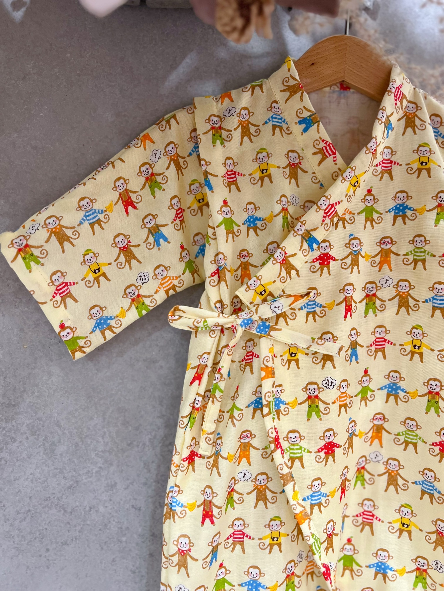 猴子手牽手 長袖包屁甚平(90)