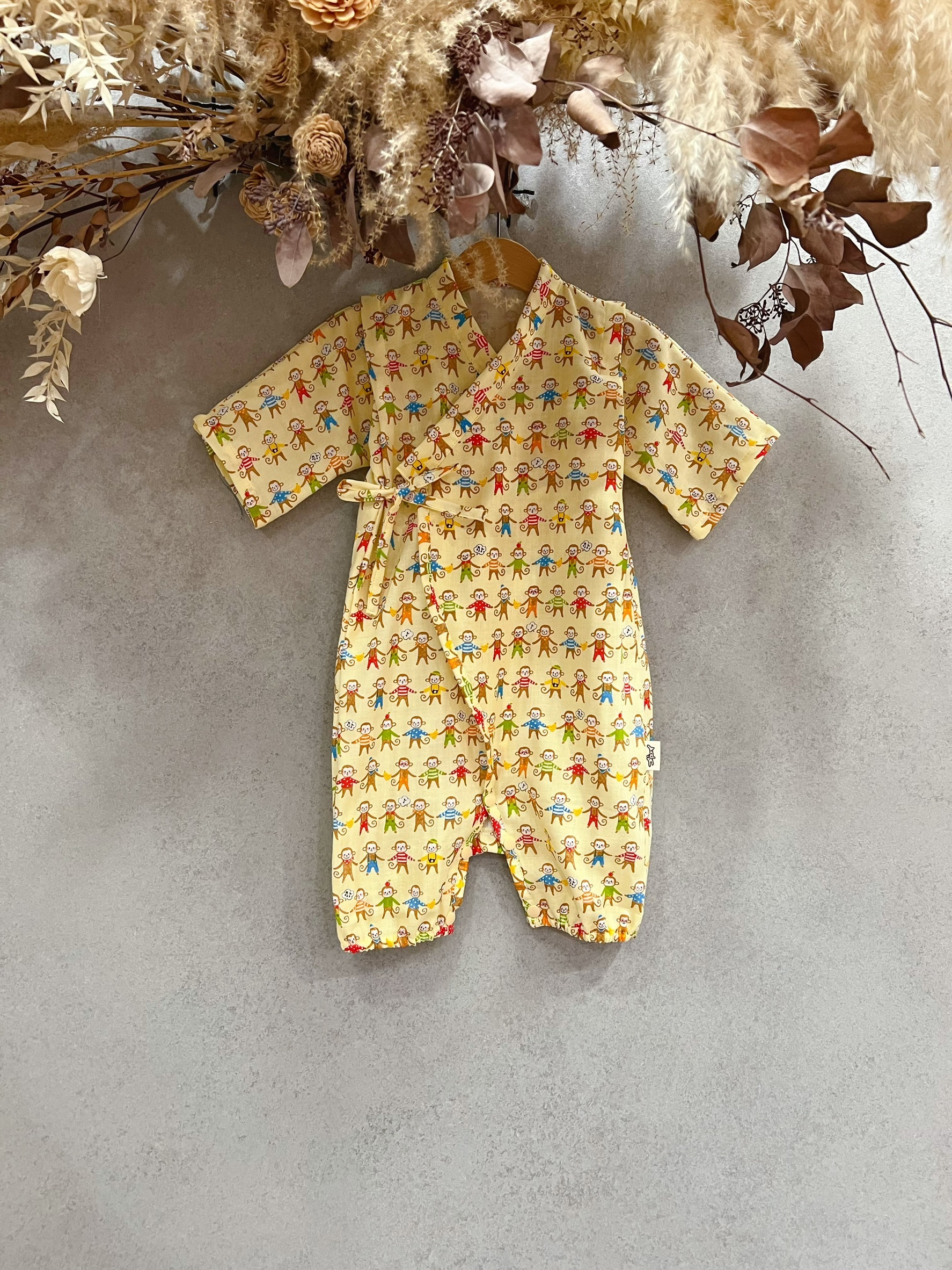 猴子手牽手 長袖包屁甚平(90)