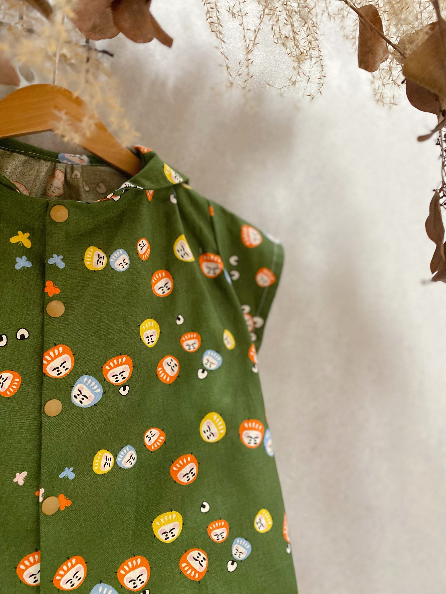 綠底福神 海軍領短袖上衣(110)