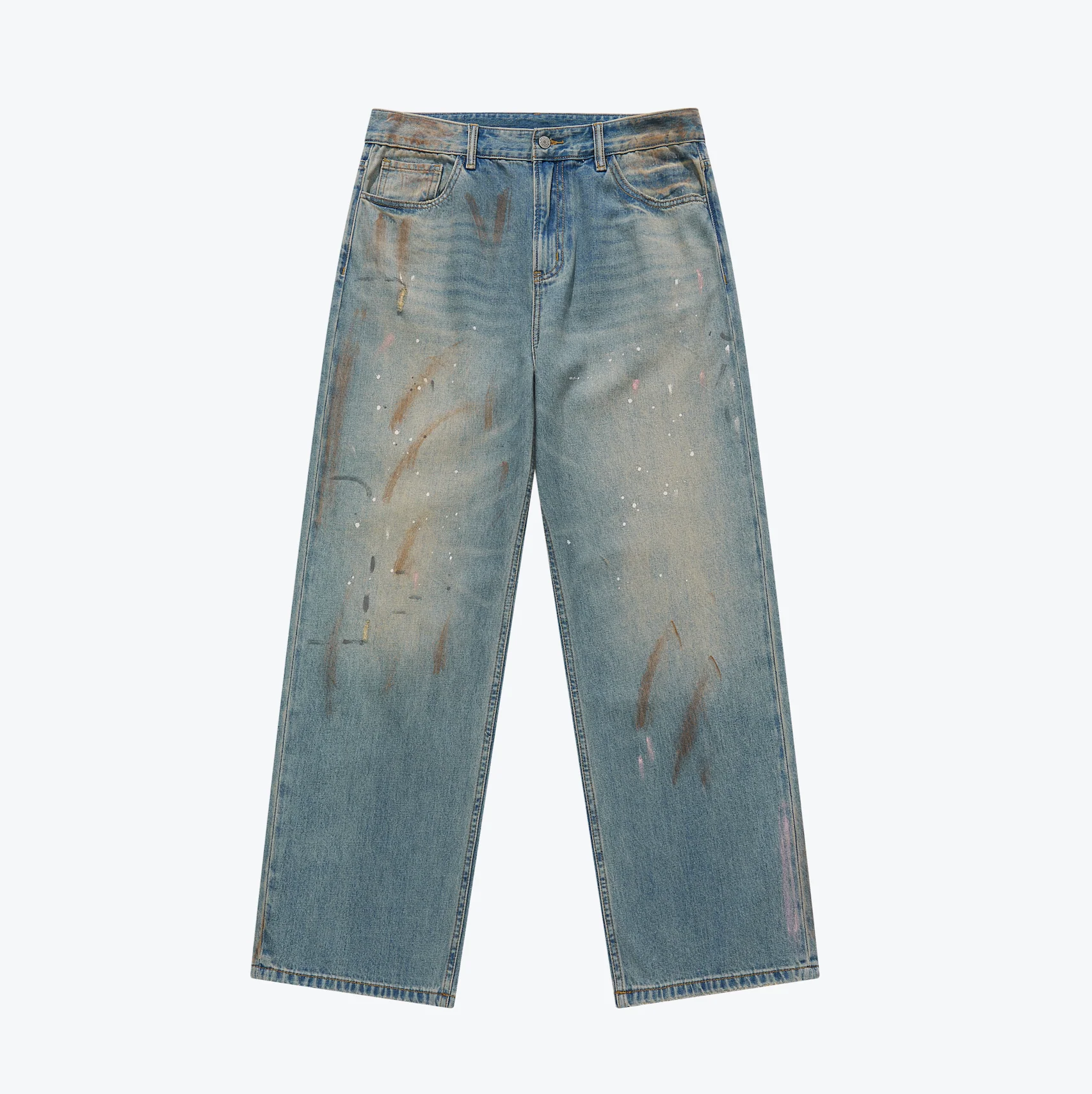 Sense Dirty Straight Loose Cut Jeans - Wash Blue| M25-39