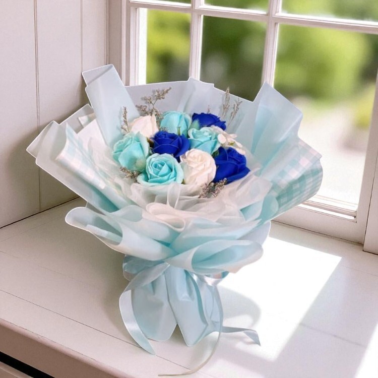 藍色款香皂花束