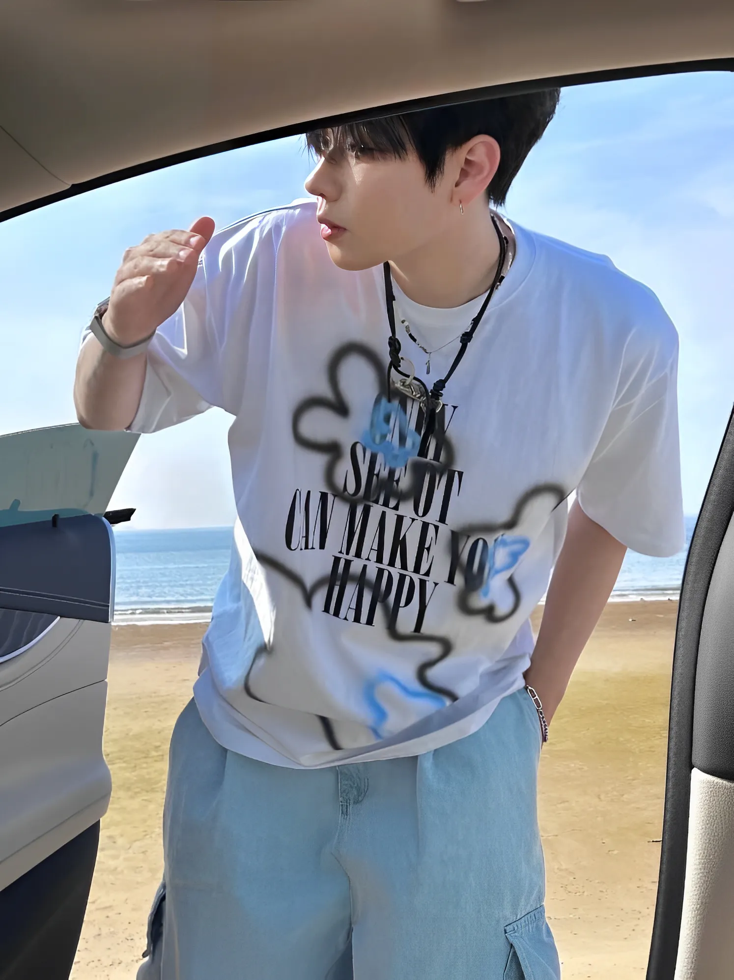 噴墨 花花 花卉 街頭 設計 短袖