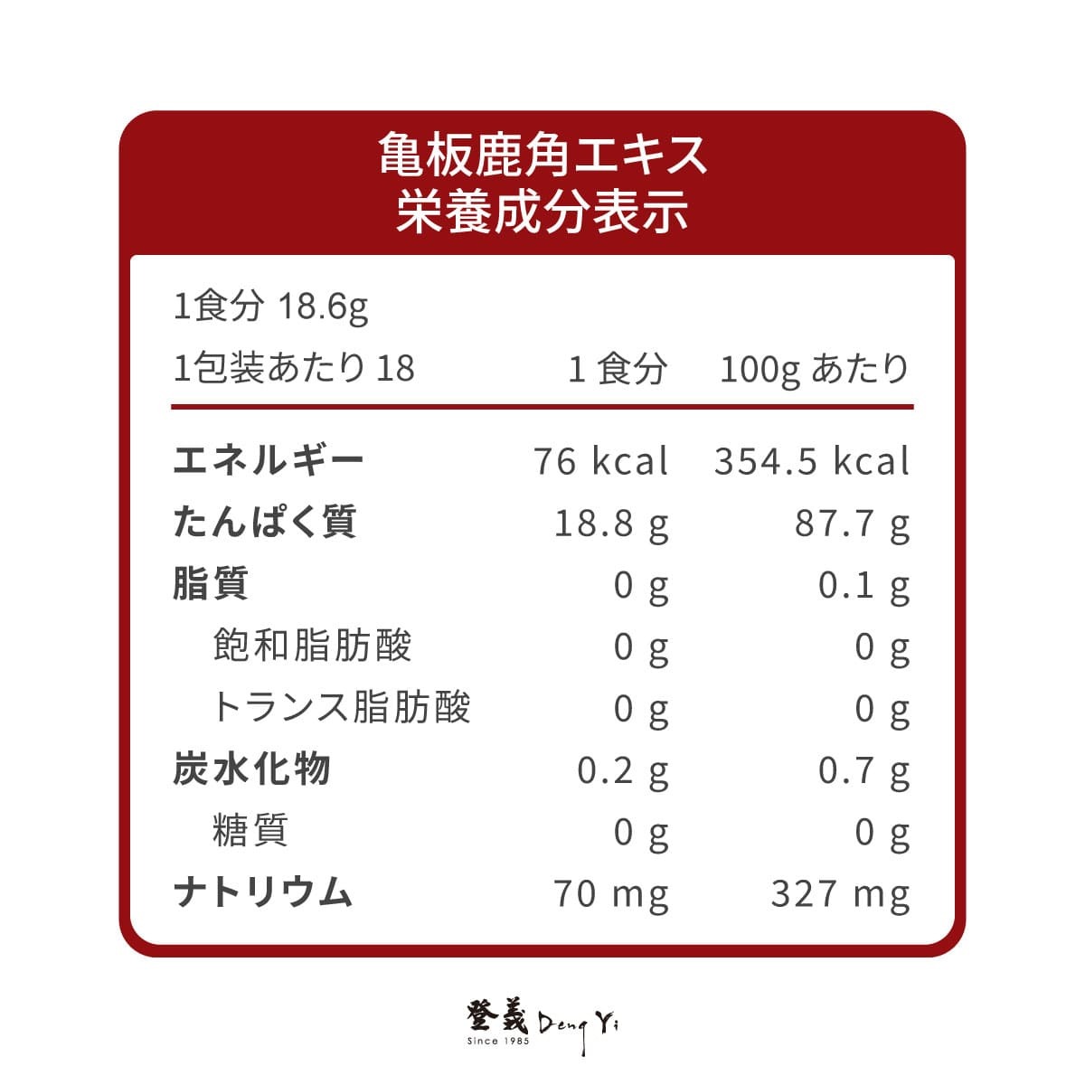 登義龜鹿二珍寶營養標示