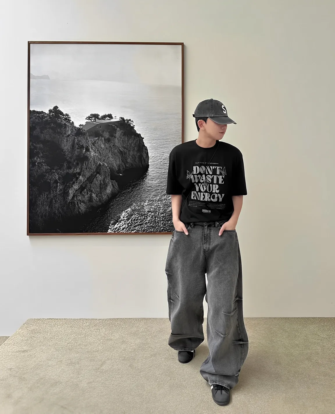 蝴蝶 仿舊 復古 英文 寬鬆 短袖