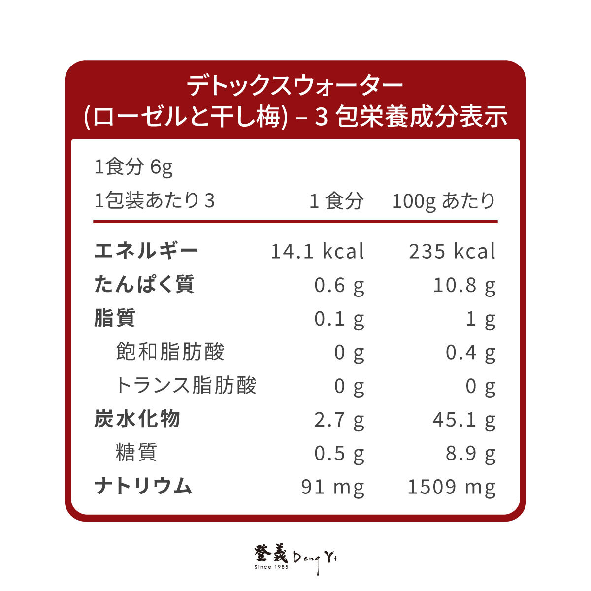 登義洛梅營養標示