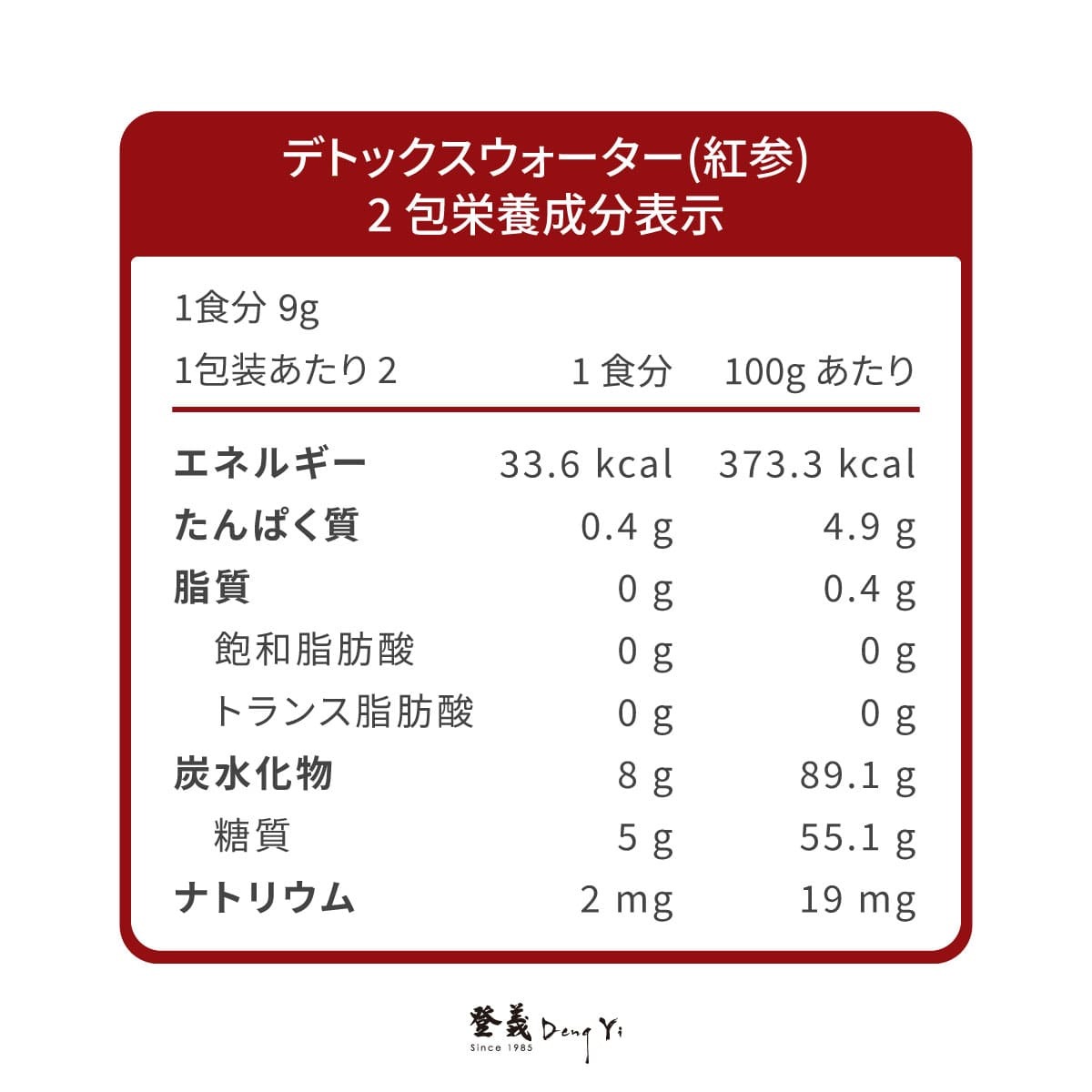 登義東洋營養標示