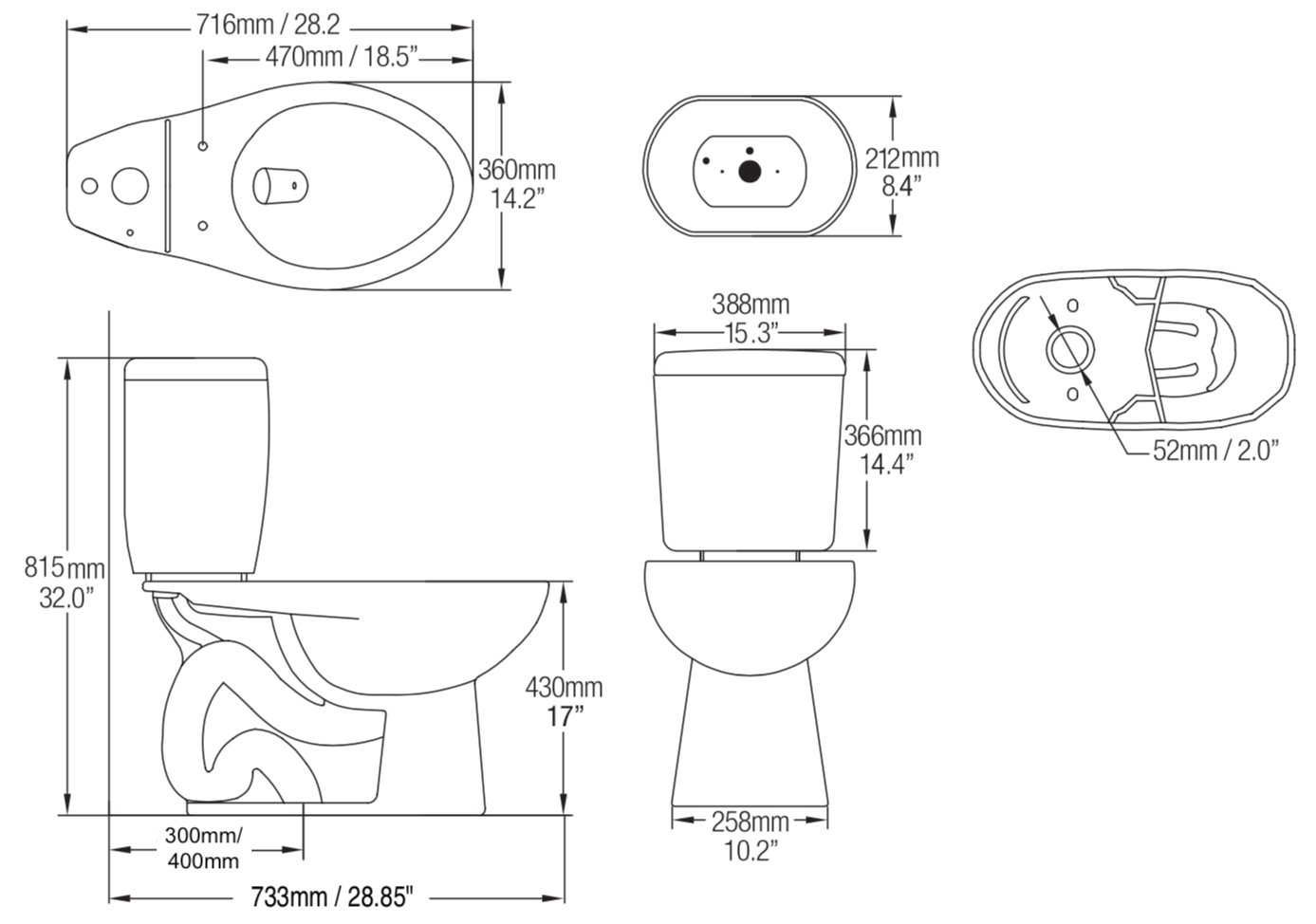 H&H N7717 3L 分體馬桶(管距30/40cm)