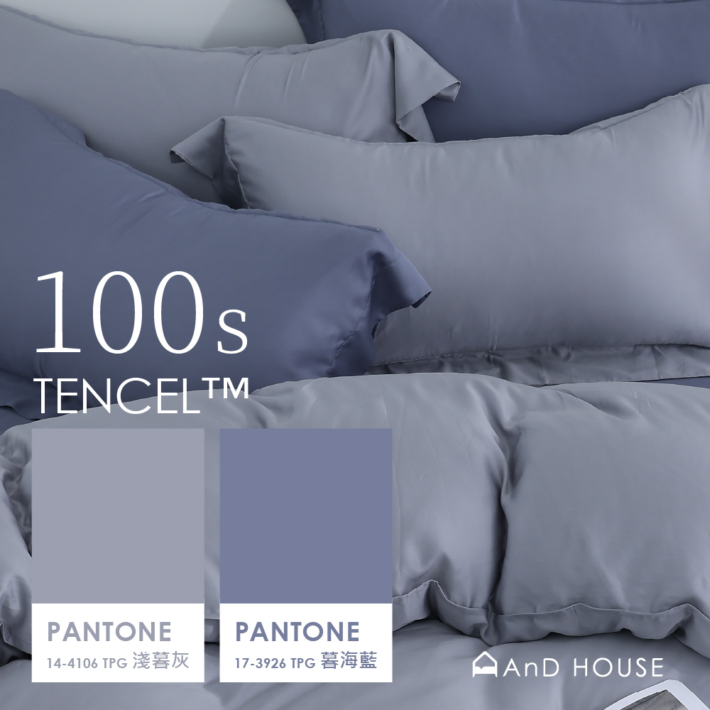 100支天絲｜100%萊賽爾｜雙色配｜淺暮灰ｘ暮海藍