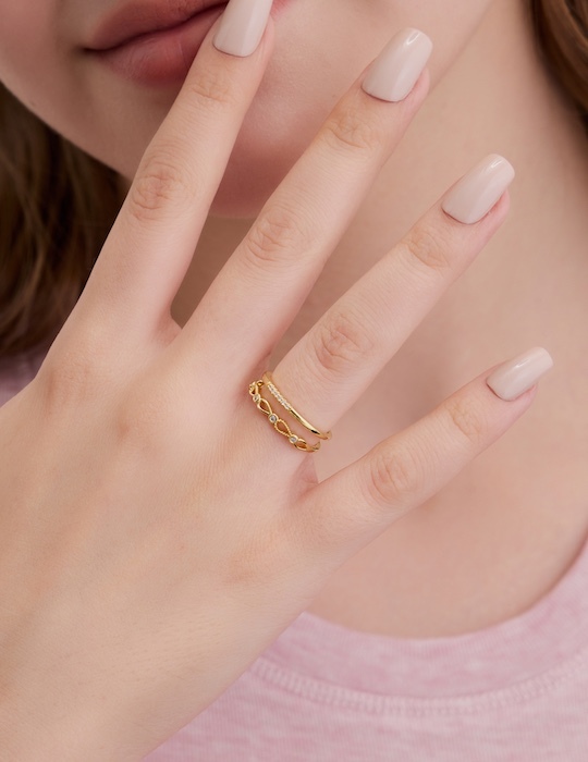 女神光鑽交織可調式戒指