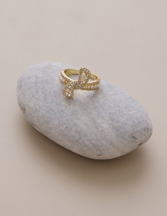 璀璨奢鑽蝴蝶結可調式戒指