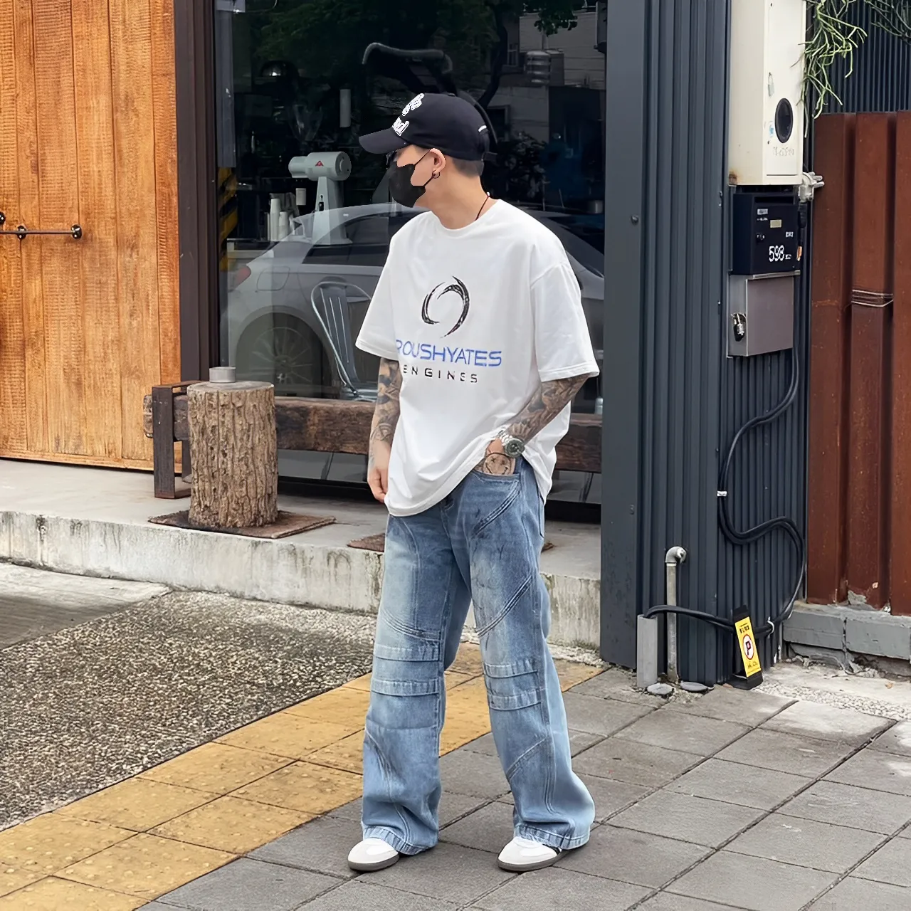 ROUSHYATES 英文 街頭 寬鬆 落肩 短袖